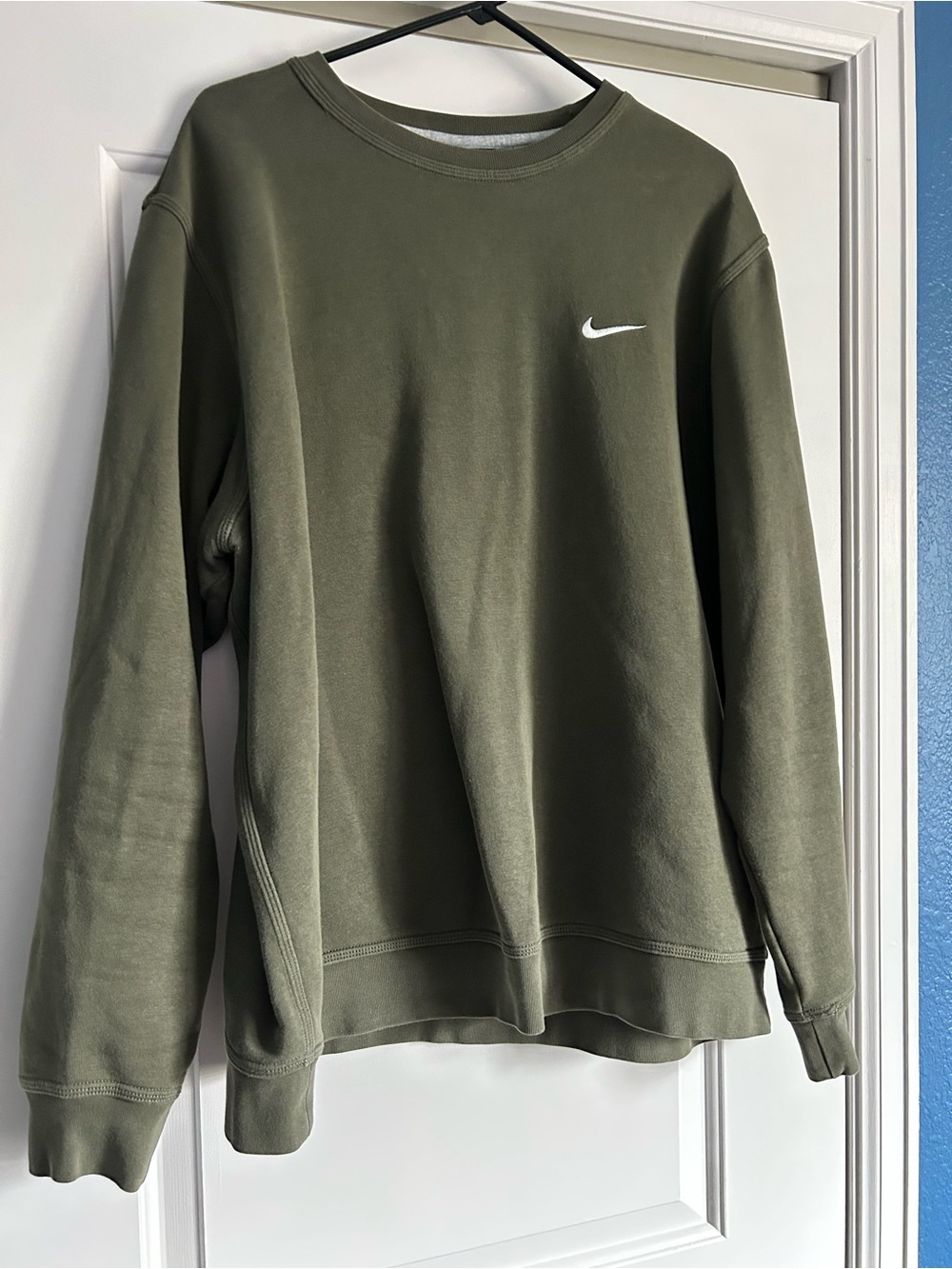 Nike Olive Green Crewneck Sweatshirt with White Swoosh